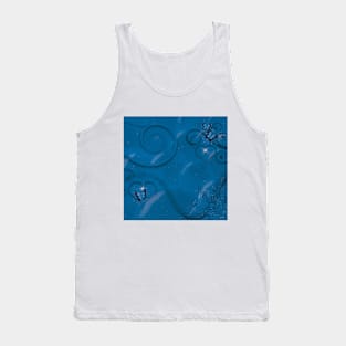 Hearts Twinkling, Vines Creeping, Butterflies Flying, Bubbles Floating , Flowers & Leaves in a Fantasy World of Blue Tank Top